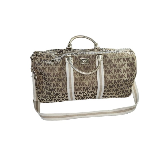 Michael Kors MK signature jacquard duffle travel bag - Picture 1 of 7